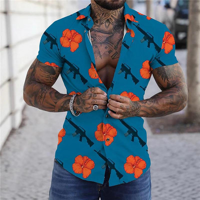 Košulje za muškarce Ljeto Havajski cvjetni 3d print Muška košulja s cvijećem za plažu kratkih rukava Modni gornji dijelovi Majica Homme Bluza Camisa