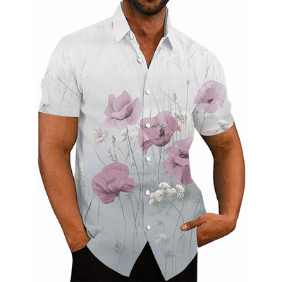 Košulje za muškarce Ljeto Havajski cvjetni 3d print Muška košulja s cvijećem za plažu kratkih rukava Modni gornji dijelovi Majica Homme Bluza Camisa