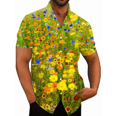 Košulje za muškarce Ljeto Havajski cvjetni 3d print Muška košulja s cvijećem za plažu kratkih rukava Modni gornji dijelovi Majica Homme Bluza Camisa