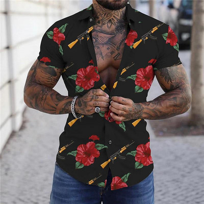 Košulje za muškarce Ljeto Havajski cvjetni 3d print Muška košulja s cvijećem za plažu kratkih rukava Modni gornji dijelovi Majica Homme Bluza Camisa