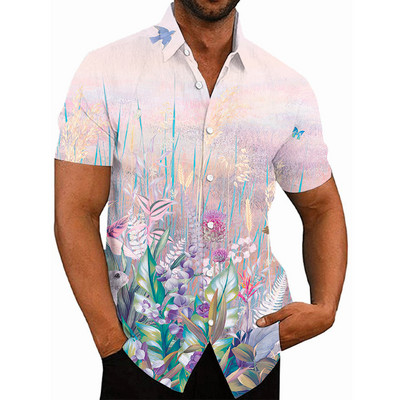 Košulje za muškarce Ljeto Havajski cvjetni 3d print Muška košulja s cvijećem za plažu kratkih rukava Modni gornji dijelovi Majica Homme Bluza Camisa