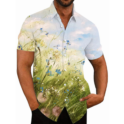 Košulje za muškarce Ljeto Havajski cvjetni 3d print Muška košulja s cvijećem za plažu kratkih rukava Modni gornji dijelovi Majica Homme Bluza Camisa