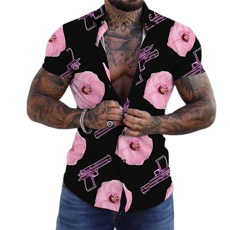 Košulje za muškarce Ljeto Havajski cvjetni 3d print Muška košulja s cvijećem za plažu kratkih rukava Modni gornji dijelovi Majica Homme Bluza Camisa