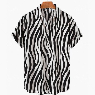Nyári új tigris mintás 3d nyomtatású férfi ing Hawaii rövid ujjú vintage túlméretezett férfi ing 5xl alkalmi divat felsők