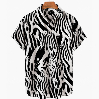 Nyári új tigris mintás 3d nyomtatású férfi ing Hawaii rövid ujjú vintage túlméretezett férfi ing 5xl alkalmi divat felsők
