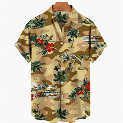 Nyári új tigris mintás 3d nyomtatású férfi ing Hawaii rövid ujjú vintage túlméretezett férfi ing 5xl alkalmi divat felsők