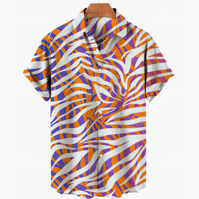 Nyári új tigris mintás 3d nyomtatású férfi ing Hawaii rövid ujjú vintage túlméretezett férfi ing 5xl alkalmi divat felsők