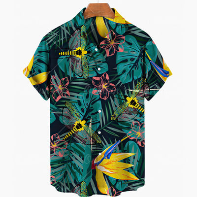 Nyári új tigris mintás 3d nyomtatású férfi ing Hawaii rövid ujjú vintage túlméretezett férfi ing 5xl alkalmi divat felsők