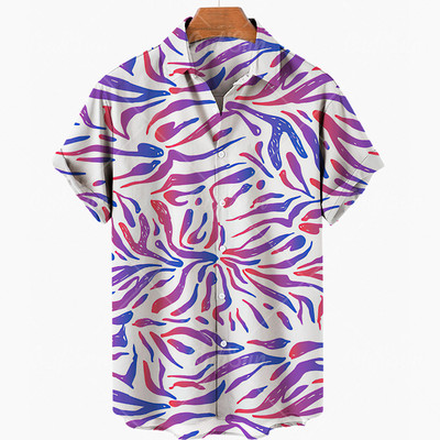 Nyári új tigris mintás 3d nyomtatású férfi ing Hawaii rövid ujjú vintage túlméretezett férfi ing 5xl alkalmi divat felsők