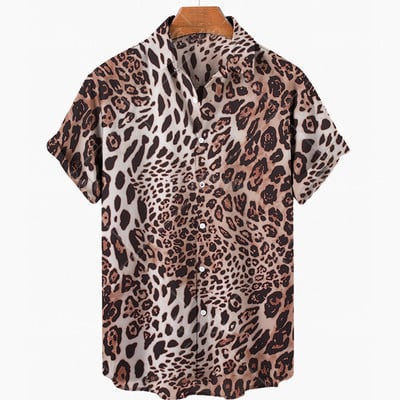 Nyári új tigris mintás 3d nyomtatású férfi ing Hawaii rövid ujjú vintage túlméretezett férfi ing 5xl alkalmi divat felsők