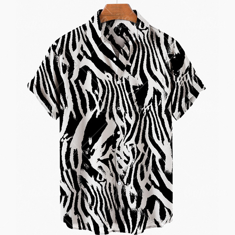 Nyári új tigris mintás 3d nyomtatású férfi ing Hawaii rövid ujjú vintage túlméretezett férfi ing 5xl alkalmi divat felsők