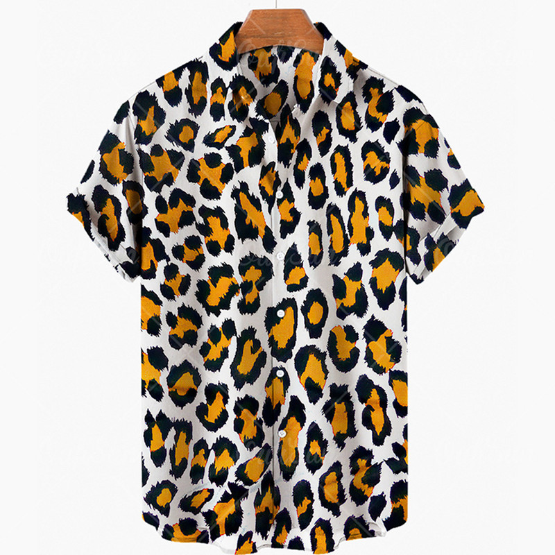 Nyári új tigris mintás 3d nyomtatású férfi ing Hawaii rövid ujjú vintage túlméretezett férfi ing 5xl alkalmi divat felsők