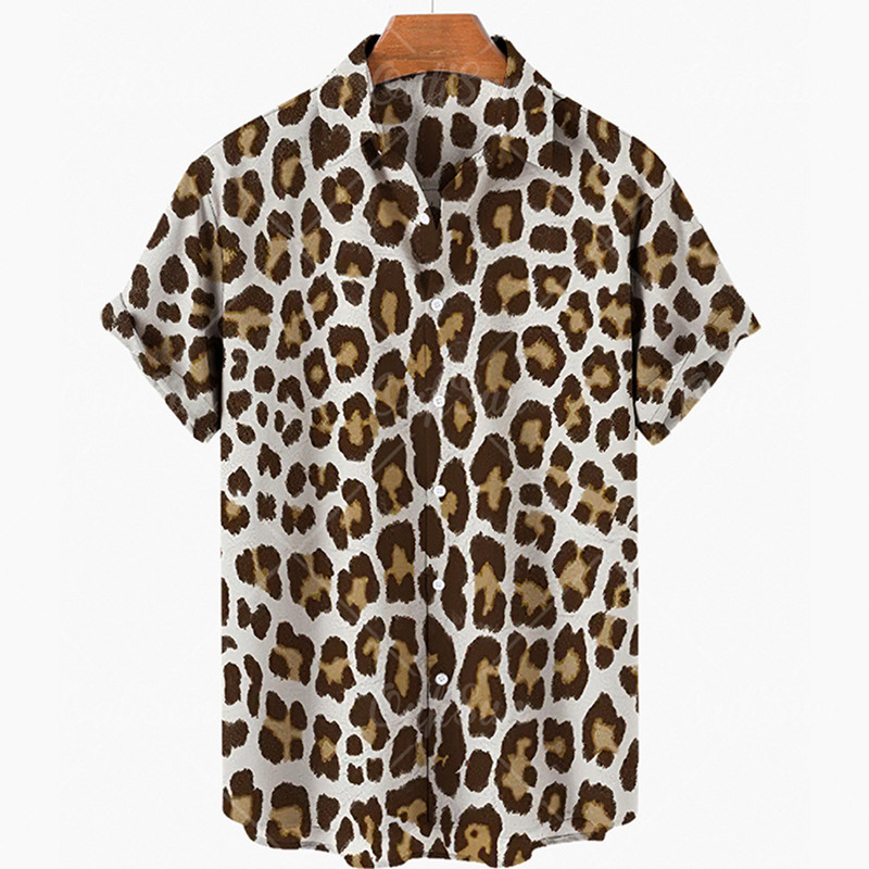 Nyári új tigris mintás 3d nyomtatású férfi ing Hawaii rövid ujjú vintage túlméretezett férfi ing 5xl alkalmi divat felsők