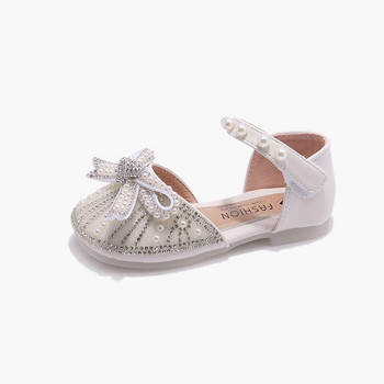 Bling Сватбени обувки за детско парти със страз 2023 Летни детски плоски обувки на принцеса Сандали за момичета с каишка с мъниста на глезена Размер 23-36