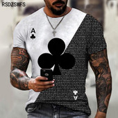 Cărți de joc amuzante Plum A, tricou pentru bărbați, imprimat 3D, la tendință de stradă, stil retro, cu mânecă scurtă, cu decolteu, îmbrăcăminte pentru bărbați, tricouri supradimensionate