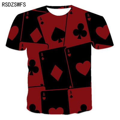 Cărți de joc amuzante Plum A, tricou pentru bărbați, imprimat 3D, la tendință de stradă, stil retro, cu mânecă scurtă, cu decolteu, îmbrăcăminte pentru bărbați, tricouri supradimensionate