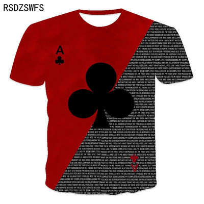 Cărți de joc amuzante Plum A, tricou pentru bărbați, imprimat 3D, la tendință de stradă, stil retro, cu mânecă scurtă, cu decolteu, îmbrăcăminte pentru bărbați, tricouri supradimensionate