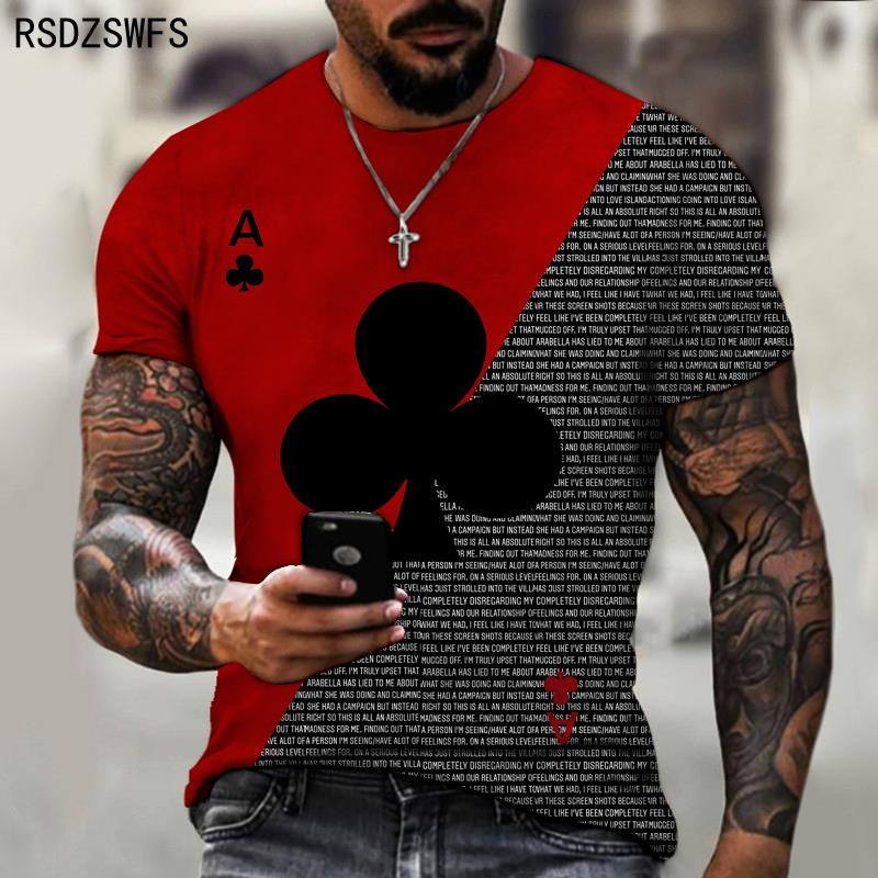 Cărți de joc amuzante Plum A, tricou pentru bărbați, imprimat 3D, la tendință de stradă, stil retro, cu mânecă scurtă, cu decolteu, îmbrăcăminte pentru bărbați, tricouri supradimensionate