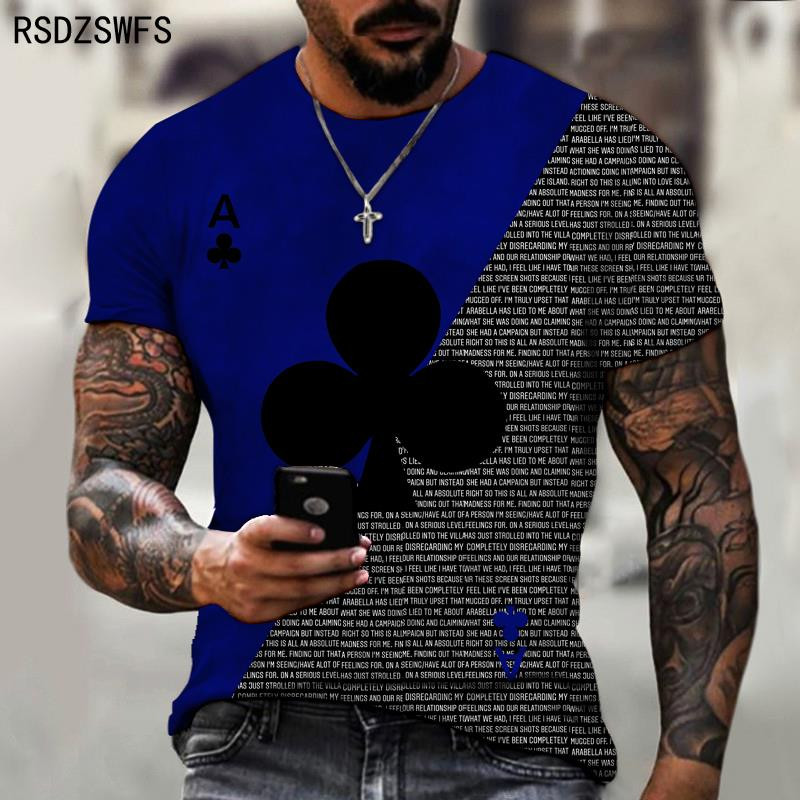 Cărți de joc amuzante Plum A, tricou pentru bărbați, imprimat 3D, la tendință de stradă, stil retro, cu mânecă scurtă, cu decolteu, îmbrăcăminte pentru bărbați, tricouri supradimensionate