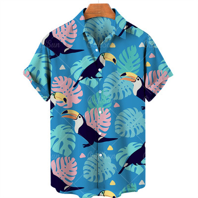 Unisex ljetna košulja za muškarce Odjeća kratkih rukava 3d košulja u životinjskim bojama V izrez jednoredno kopčanje ležerna moda prevelike majice