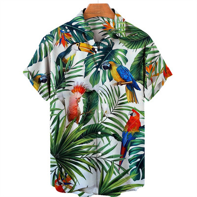 Unisex ljetna košulja za muškarce Odjeća kratkih rukava 3d košulja u životinjskim bojama V izrez jednoredno kopčanje ležerna moda prevelike majice