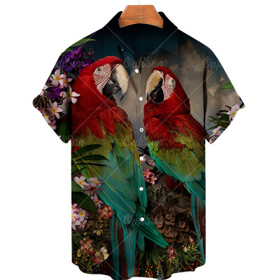 Unisex ljetna košulja za muškarce Odjeća kratkih rukava 3d košulja u životinjskim bojama V izrez jednoredno kopčanje ležerna moda prevelike majice