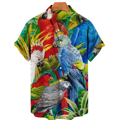 Unisex ljetna košulja za muškarce Odjeća kratkih rukava 3d košulja u životinjskim bojama V izrez jednoredno kopčanje ležerna moda prevelike majice