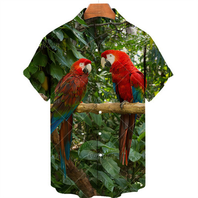 Unisex ljetna košulja za muškarce Odjeća kratkih rukava 3d košulja u životinjskim bojama V izrez jednoredno kopčanje ležerna moda prevelike majice