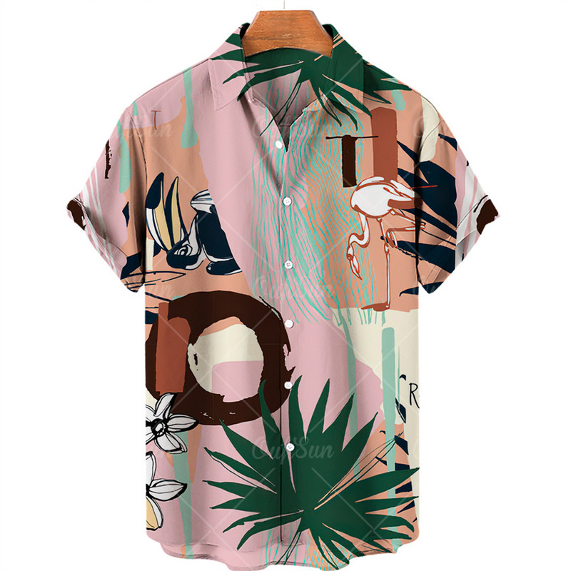 Unisex ljetna košulja za muškarce Odjeća kratkih rukava 3d košulja u životinjskim bojama V izrez jednoredno kopčanje ležerna moda prevelike majice