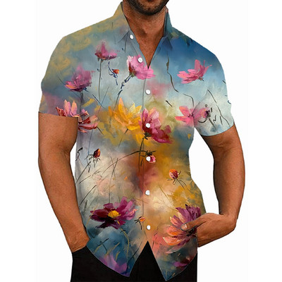 2022 cămăși florale pentru bărbați cu imprimeu 3d cămașă tropicală hawaiană pentru bărbați, plajă, mânecă scurtă, topuri de modă, tricou, bluză, camisă