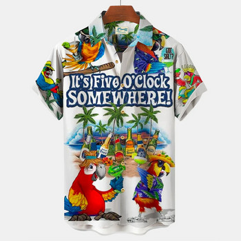Гореща разпродажба на хавайска риза за мъже 3d карикатура фламинго мъжка риза Плажна извънгабаритна забавна мъжка риза модно лято с къс ръкав