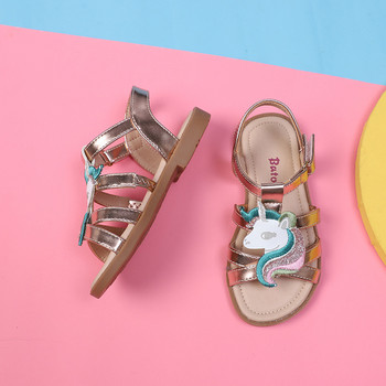 Еднорог анимационни сандали за момичета Висококачествени детски сандали с отворени пръсти за момиче 2023 Летни детски плажни обувки за плуване Размер 25-32