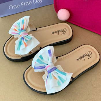 Модни детски чехли за момичета с панделка за момичета с мека долна част Домашни вътрешни джапанки Детски принцеси Цветни плажни сандалии CSH1342
