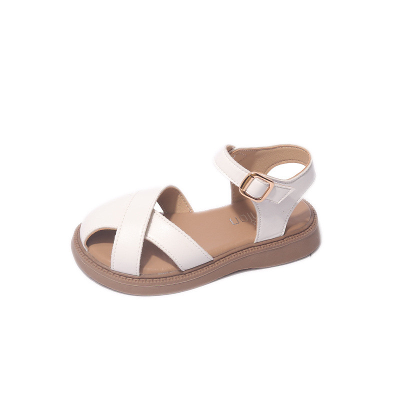 Veličina 22-37 Sandale za djevojčice Ljetne velike dječje cipele za djevojčice Mekana PU koža zatvorenih modnih dizajnerskih sandala sa zatvorenim prstima, crna, bež