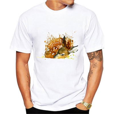 Muška majica kratkih rukava sa slatkim akvarelnim ispisom ježa u umjetničkom stilu, ljetne modalne hipster majice gt165
