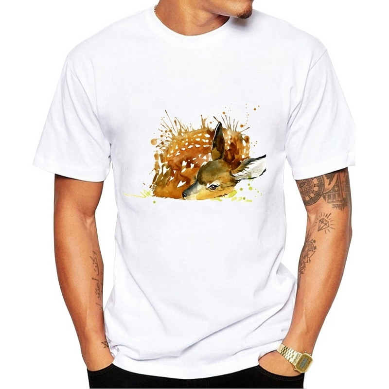 Muška majica kratkih rukava sa slatkim akvarelnim ispisom ježa u umjetničkom stilu, ljetne modalne hipster majice gt165