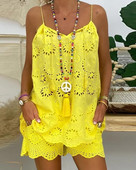 Novi dvodijelni kompleti Ženska odjeća Ležerna majica s V-izrezom bez rukava Komplet kratkih hlača s vezom na ušicama s resicama Modno žensko odijelo 2022.