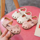 0-3 ani Bebeluş Toddler Fetiţă Sandale Vară Nou-născut Sugari Pantofi de exterior Copil Micut Sandale cu vârful închis pentru Fată Roz, Bej