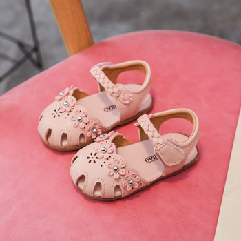 0-3 години Бебешки сандали за момиченца, летни обувки за новородени бебета, малки детски сандали със затворени пръсти за момиче, розови, бежови