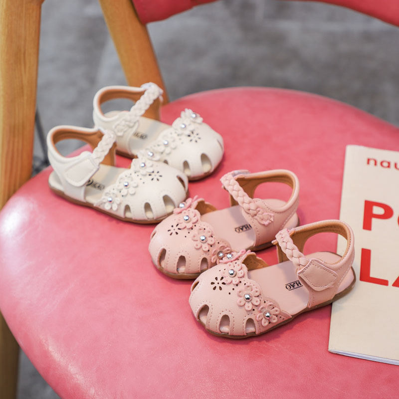 0-3 ani Bebeluş Toddler Fetiţă Sandale Vară Nou-născut Sugari Pantofi de exterior Copil Micut Sandale cu vârful închis pentru Fată Roz, Bej