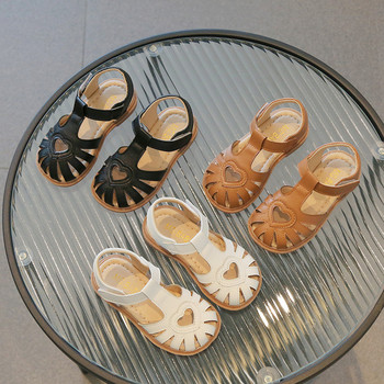 Нови сандали за момичета от 2023 г. Сладко сърце Летни обувки за малко момиче Детски сандали с вдлъбнати пръсти за момичета Размер 21-30