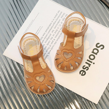 Нови сандали за момичета от 2023 г. Сладко сърце Летни обувки за малко момиче Детски сандали с вдлъбнати пръсти за момичета Размер 21-30