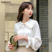 Cămăși Femei Solid Simplu Nou Sosire de primăvară Stil coreean Chic Trendy Bluze Casual Elegante Vintage Femei Streetwear All-match