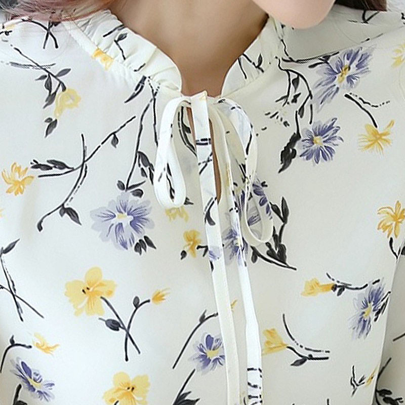 Blusas Femininas 2018 Módne kvetinové topy a blúzky Mujer Jesenné dámske košele s dlhým rukávom, potlačené šifónové dámske blúzky