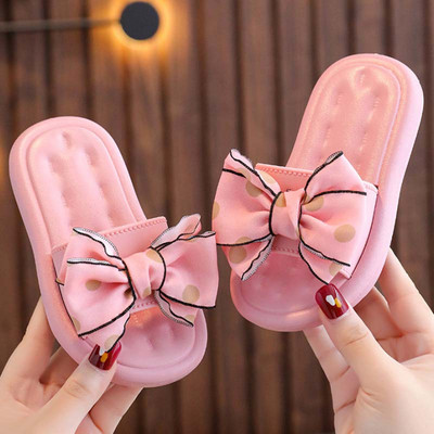 Armsad uued Lastesussid Suvised Tüdrukute Sandaalid Beebi Vibu Sõlm Libisemisvastane Väliskandmine Pehme tallaga Tüdrukute Sussid Laste Rannajalatsid