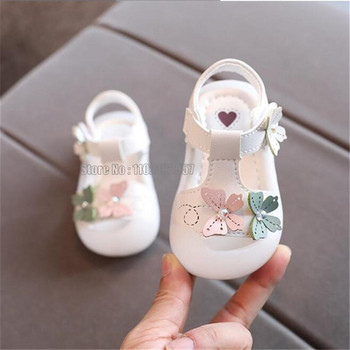 Бебешки сандали за момичета, ново бебе, принцеса, меко дъно, летни детски обувки със затворени пръсти, детски обувки на цветя