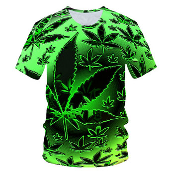 Забавни естествени плевели Cool Fresh Green Weed Leaves Skull Full Print 3D тениска 2023 Мъже и жени Нова лятна 3d тениска XXS-6XL