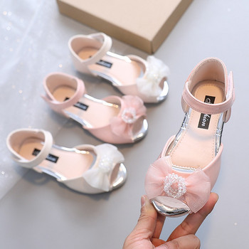 Baywell Sandal untuk Anak Perempuan Anak-anak Modis Ikatan Simpul Jaring Mutiara Sepatu Pesta Putri Musim Panas Anak-anak Sandal Kaki Bulat