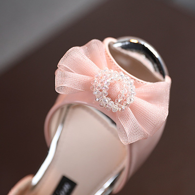 Baywell Sandal untuk Anak Perempuan Anak-anak Modis Ikatan Simpul Jaring Mutiara Sepatu Pesta Putri Musim Panas Anak-anak Sandal Kaki Bulat