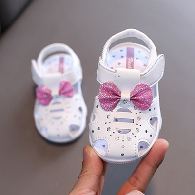 Sepatu Sandal Musim Panas Baru Sepatu Putri Kulit Anak-anak Fashion Manis Lucu untuk Anak Perempuan Sepatu Pita Hoolow Out Antilembap Bayi